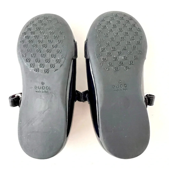 GUCCI | Baby Girl Mary Jane Ballet Flat Web Stripe Bow Navy Blue Leather US 5 - Picture 13 of 16